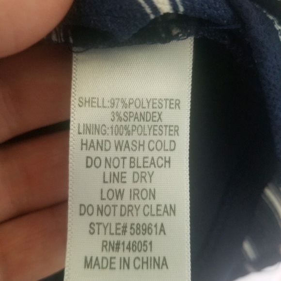 Navy blue and white striped midi dress with flutter sleeves - Picture 4 of 9